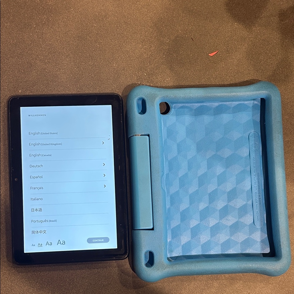 Amazon Fire 8 Tablet with Blue Protective Case